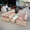 Bộ Salon Cũ Màu Be Có Hai Ghế Đơn Tay Gỗ