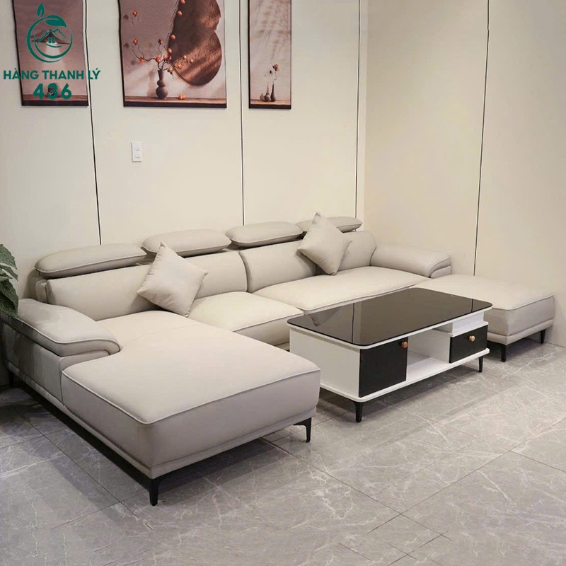 bo-sofa-goc-chu-l-boc-da-mau-xam-sang-trong-moi-99-nhieu-mau-2 Bộ Sofa Góc Chữ L Bọc Da Màu Xám Sang Trọng Mới 99% (Nhiều Mẫu)  