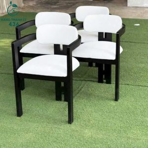 Ghế Cafe Nệm Trắng Khung Đen 99%
