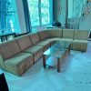 Ghế Sofa Chữ L Cũ Nệm Vải Sọc Dọc