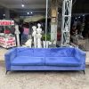 Sofa Băng Cũ Bọc Nhung Xanh Chân Sắt Đen