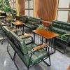 Sofa Cafe Bọc Da Xanh Khung Sắt 99%