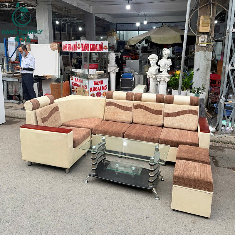 Sofa Chữ L Cũ Màu Nâu Kem Kèm Đôn Rời sofa-chu-l-cu-mau-nau-kem-kem-don-roi-1 Sofa Chữ L Cũ Màu Nâu Kem Kèm Đôn Rời