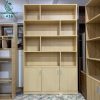 Tủ Hồ Sơ Gỗ Vân Vàng 8 Ngăn Kệ Có 3 Cánh 1m2 Mới 99%