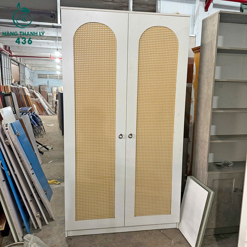 tu-quan-ao-cu-1m2-hai-canh-phoi-may-vang-nhat-5 Tủ Quần Áo Cũ 1m2 Hai Cánh Phối Mây Vàng Nhạt 2m2  