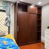 Tủ Quần Áo Cũ Cửa Lùa Vân Gỗ Nâu Sang Trọng